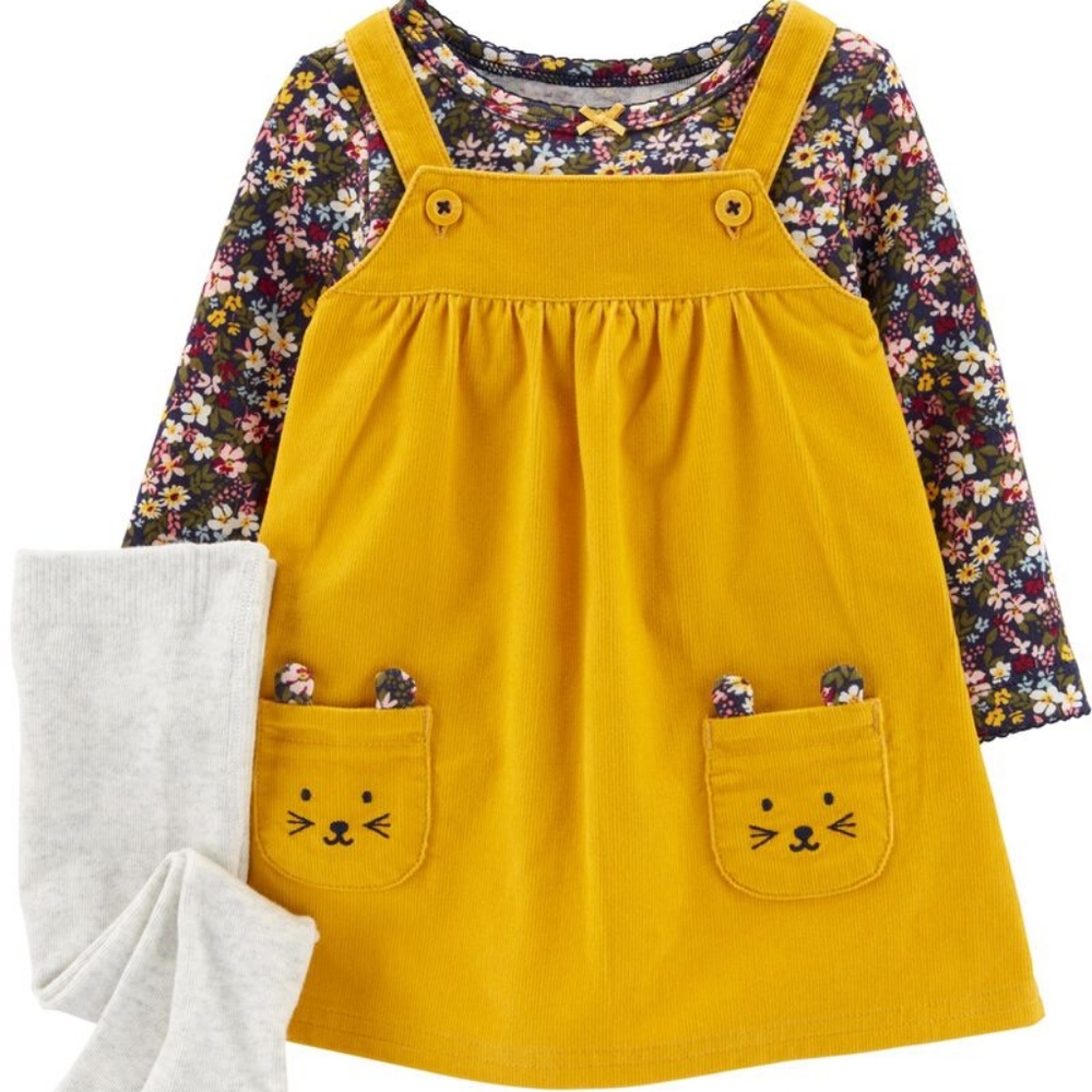 Carters Baby girl fall yellow outfit great for pumpkin patch photos size 9m